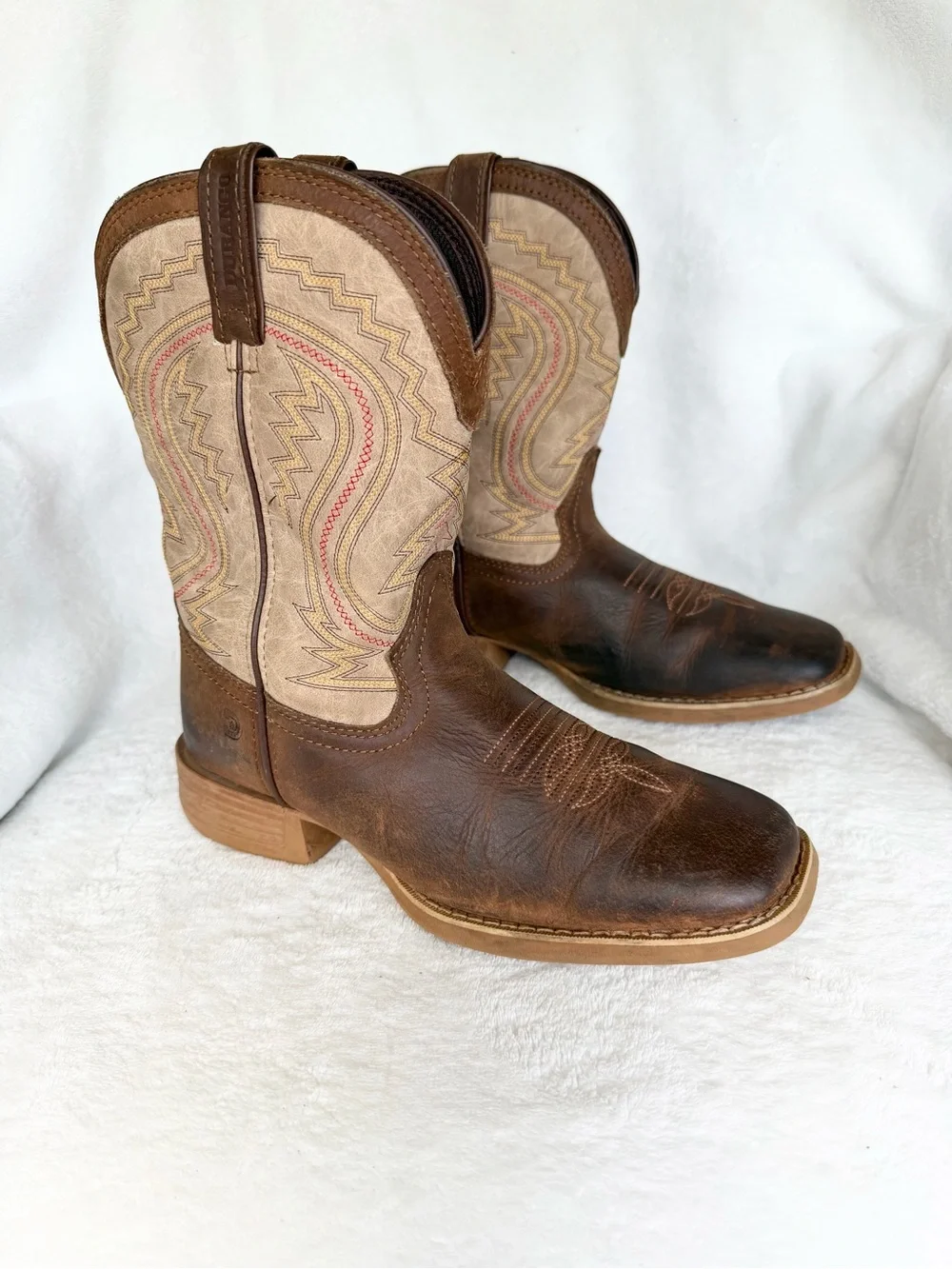 Durango Kids Boots - 8” Western, Coffee/Bone Youth Size US 4.5 M  EU 36M